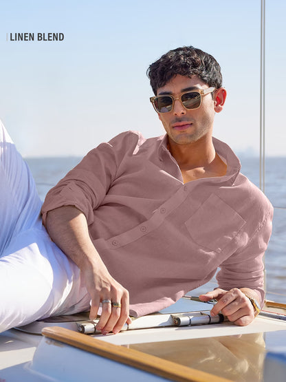 Cotton Linen: Midnight Petal Cotton Linen Shirts