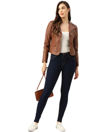 Biker Jacket with Notched Lapel