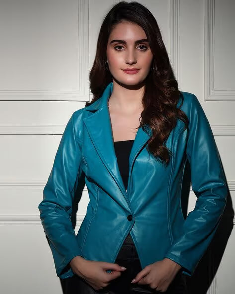 Women Regular Fit Blazer with Lapel Collar