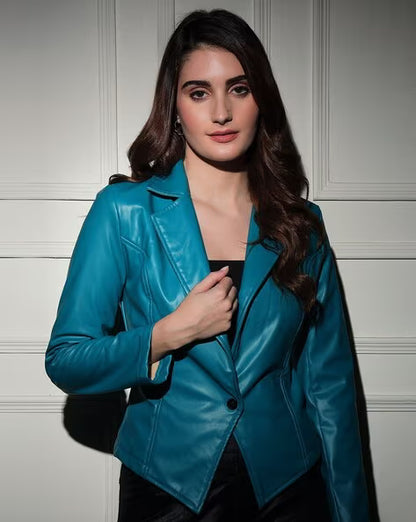 Women Regular Fit Blazer with Lapel Collar